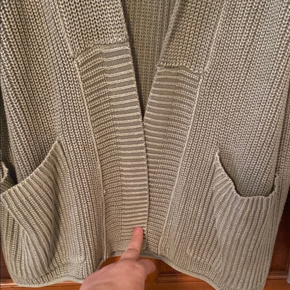 American Eagle Outfitters Sage Green Ribbed Knit Open Front Cardigan Size Large - Picture 8 of 9